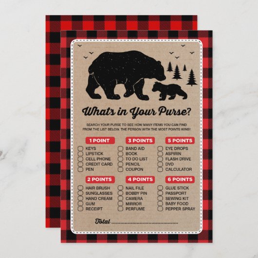 Lumberjack Bearあなたの財布のゲームカードに何が 招待状 (正面/裏面)