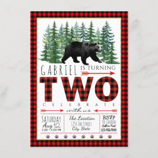 Lumberjack Bearセカンドバースデーパーティ招待状 招待状