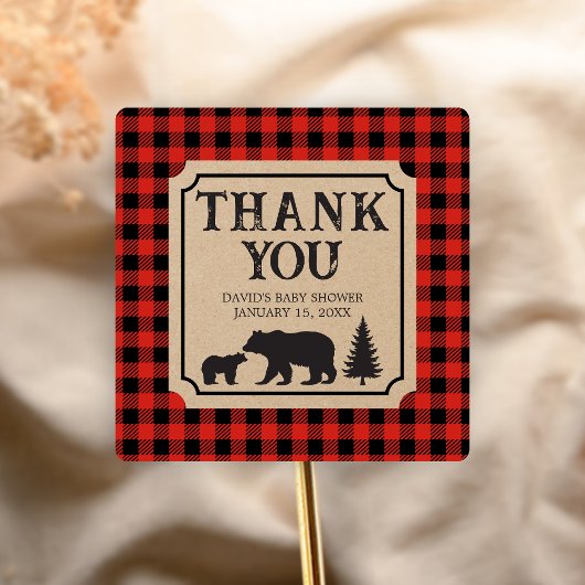Lumberjack Bear ベビーシャワー スクエアシール