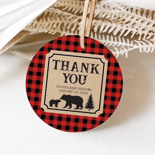Lumberjack Bear Baby Shower  フェイバータグ