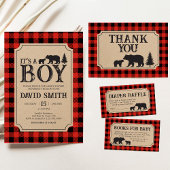 Lumberjack Bear Baby Shower  招待状