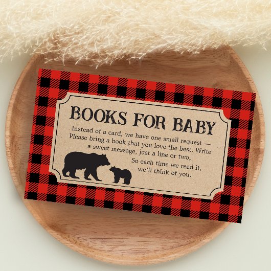 Lumberjack Bear Baby Shower Books for Baby エンクロージャーカード