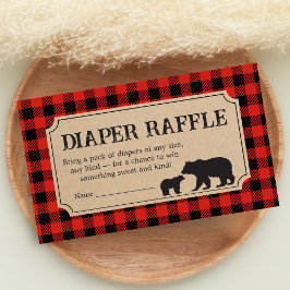Lumberjack Bear Baby Shower Diaper Raffle エンクロージャーカード