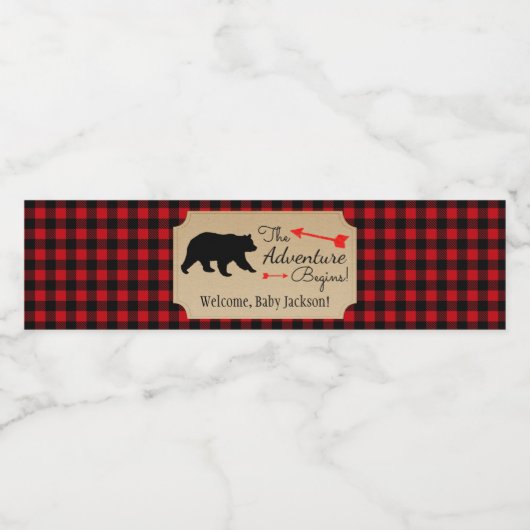 Lumberjack Bear Baby Shower Water Bottle labels ペットボトルラベル (シングルラベル)