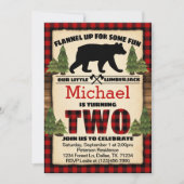 Lumberjack Bear Birthday Party招待Two 2nd 招待状 (正面)