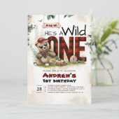 Lumberjack Bear First Birthday Party招待 招待状 (スタンド正面)