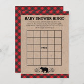 Lumberjack Bear Kraftベビーシャワービンゴカード サンキューカード (正面/裏面)