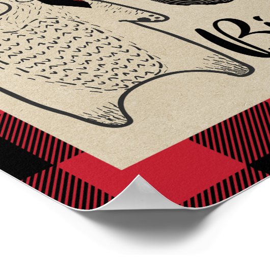 Lumberjack bear plaid野生の1つの誕生日へようこそ ポスター (角)