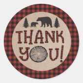 Lumberjack Bear Thankステッカー ラウンドシール (正面)