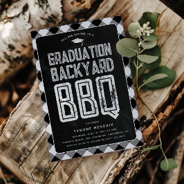 Lumberjack Black Plaid BBQ卒業パーティー 招待状