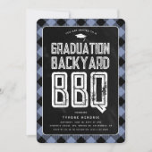 Lumberjack Blue Plaid BBQ卒業パーティー 招待状 (正面)