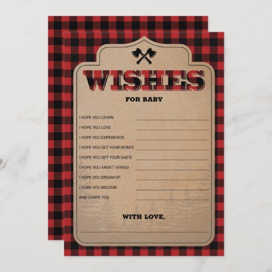 Lumberjack Boy素朴 Baby Showersがベビーを願う (正面/裏面)