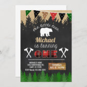 Lumberjack boy 1st誕生日の招待。 招待状 (正面/裏面)