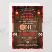 Lumberjack boy 1st birthday招待状。 招待状 (正面/裏面)