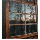 Lumberjack Cabin Window// Grainy Sunset シャワーカーテン (正面)