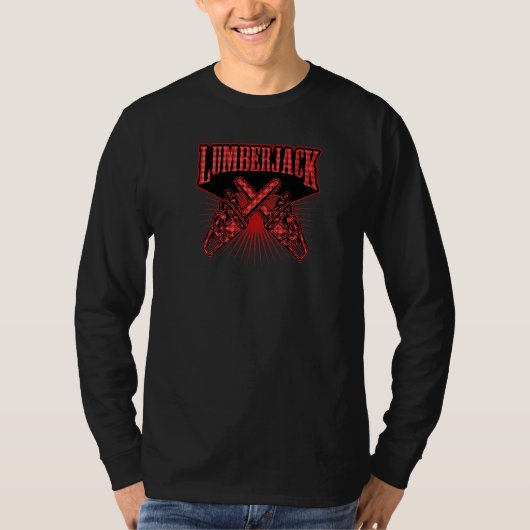Lumberjack Chainsaw Flannel Plaid Style Logging Ar Tシャツ (正面)