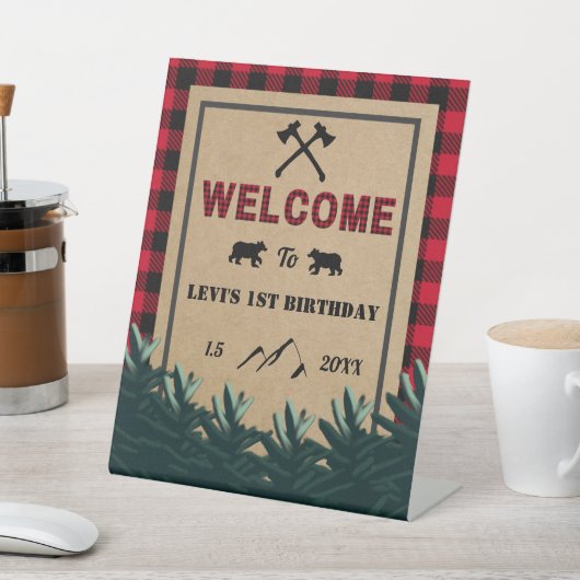 Lumberjack First誕生日、Wild One Welcome Sign 台座サイン (インサイチュ)