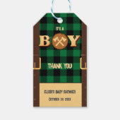 Lumberjack Flannel赤ちゃん素朴シャワーの男の子だ ギフトタグ (正面)