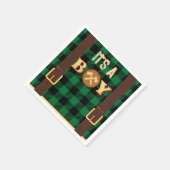 Lumberjack Flannel赤ちゃん素朴シャワーの男の子だ スタンダードカクテルナプキン (角)