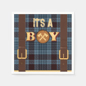 Lumberjack Flannel赤ちゃん素朴シャワーの男の子だ スタンダードカクテルナプキン (正面)