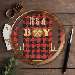 Lumberjack Flannel赤ちゃん素朴シャワーの男の子だ ペーパープレート