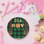 Lumberjack Flannel赤ちゃん素朴シャワーの男の子だ ペーパープレート (パーティー)
