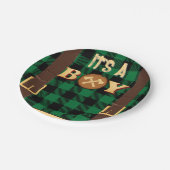 Lumberjack Flannel赤ちゃん素朴シャワーの男の子だ ペーパープレート (アングル)