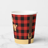 Lumberjack Flannel赤ちゃん素朴シャワーの男の子だ 紙コップ (裏面)