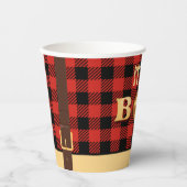 Lumberjack Flannel赤ちゃん素朴シャワーの男の子だ 紙コップ (正面)