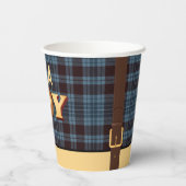 Lumberjack Flannel赤ちゃん素朴シャワーの男の子だ 紙コップ (裏面)