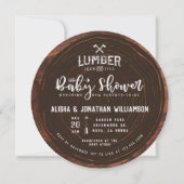 Lumberjack & Jill Baby Shower Wood & Red Plaid 招待状 (正面)