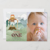 Lumberjack Mountains 1st Birthday写真 招待状 (正面)