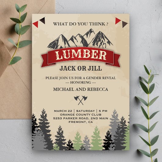 Lumberjack or Jill 性別お披露目パーティー 招待状