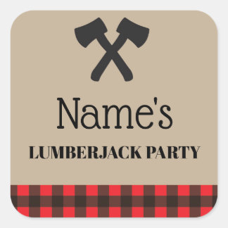 Lumberjack Plaid赤ラベル誕生日パーティステッカー スクエアシール