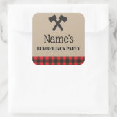 Lumberjack Plaid赤ラベル誕生日パーティステッカー スクエアシール (バッグ)