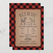 Lumberjack Plaid Deer Deer Gender Reveal 招待状 (正面/裏面)