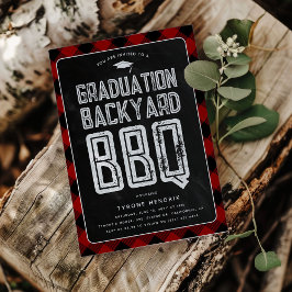 Lumberjack Red Plaid Backyard BBQ卒業パーティー 招待状