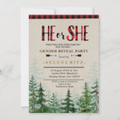 Lumberjack Red Plaid Gender Reveal招待状 招待状 (正面)