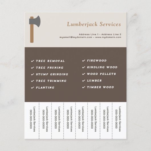 Lumberjack Servicesストリップフライヤーを引き裂く チラシ (正面)