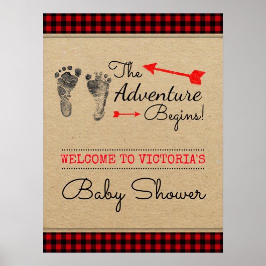 Lumberjack Woodland Adventure Baby Showerサイン ポスター (正面)