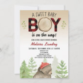 Lumberjack Woodland Forest Bear Boy Baby Shower 招待状 (正面)