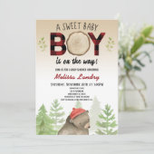 Lumberjack Woodland Forest Bear Boy Baby Shower 招待状 (スタンド正面)
