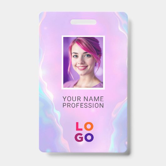 Lumina Opalビジネスロゴ、写真、Qrコード、名前ID バッジ (表面)