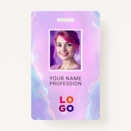 Lumina Opalビジネスロゴ、写真、Qrコード、名前ID バッジ (正面)