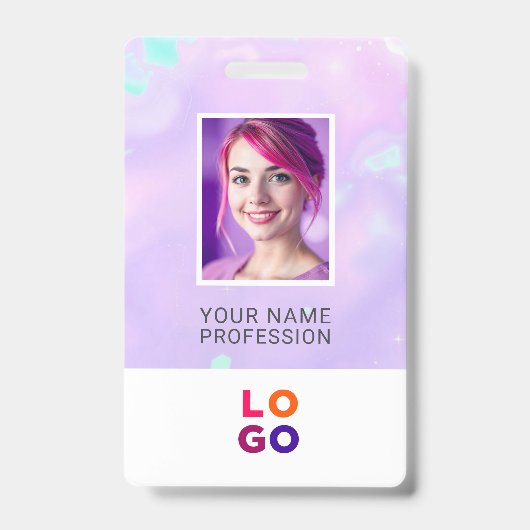 Lumina Opalビジネスロゴ、写真、Qrコード、名前ID バッジ (表面)