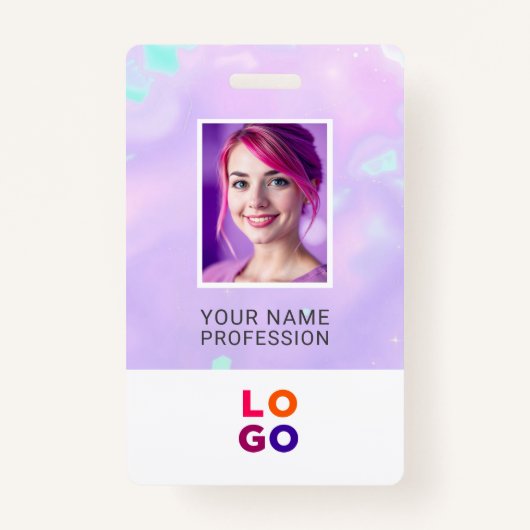 Lumina Opalビジネスロゴ、写真、Qrコード、名前ID バッジ (正面)