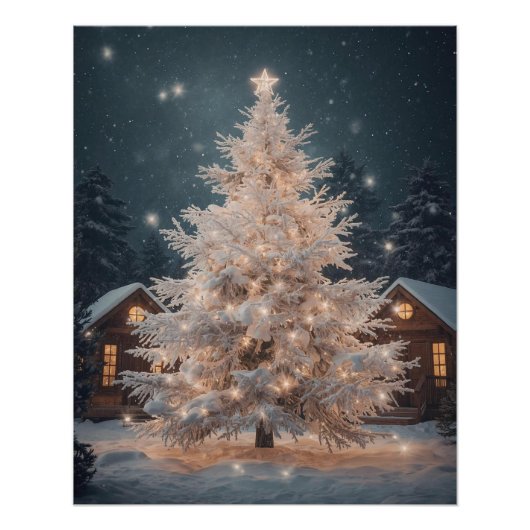 Lumineo White Christmas Tree & Cabins Poster ポスター (正面)