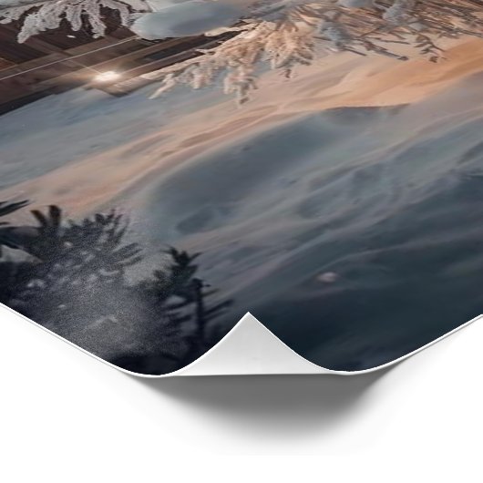 Lumineo White Christmas Tree & Cabins Poster ポスター (コーナー)