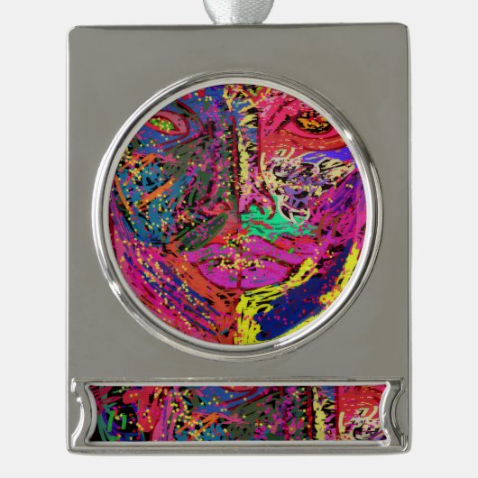 Luminescent Female Silhouette Banner Ornament シルバープレートバナーオーナメント (正面)