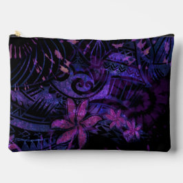 Luminescent Purple Tribal Plumeria Cosmetic Bag –  アクセサリーポーチ